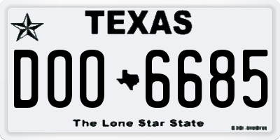 TX license plate DOO6685