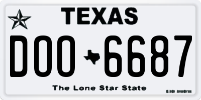 TX license plate DOO6687