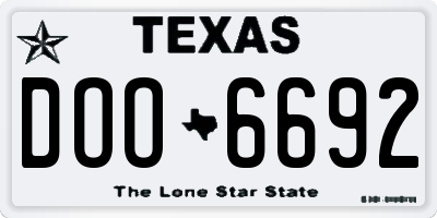 TX license plate DOO6692