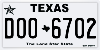 TX license plate DOO6702