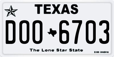 TX license plate DOO6703