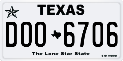 TX license plate DOO6706