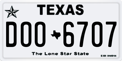 TX license plate DOO6707