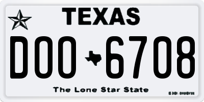 TX license plate DOO6708