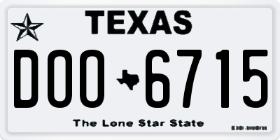 TX license plate DOO6715