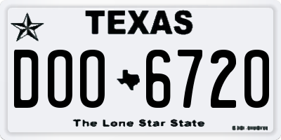 TX license plate DOO6720