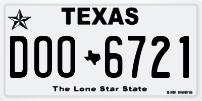 TX license plate DOO6721