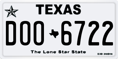 TX license plate DOO6722