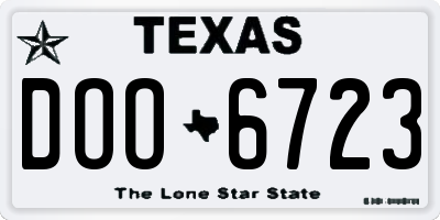 TX license plate DOO6723