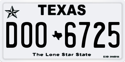 TX license plate DOO6725