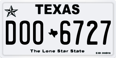 TX license plate DOO6727