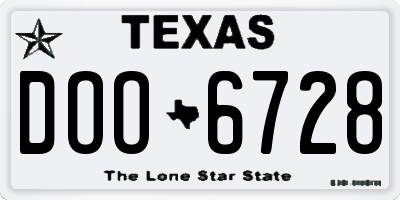 TX license plate DOO6728