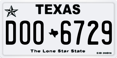 TX license plate DOO6729
