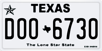 TX license plate DOO6730