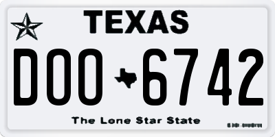 TX license plate DOO6742