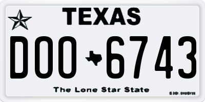 TX license plate DOO6743