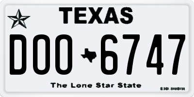 TX license plate DOO6747