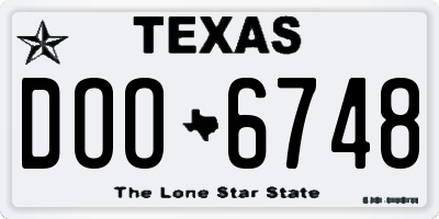 TX license plate DOO6748