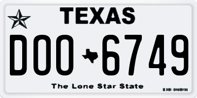 TX license plate DOO6749