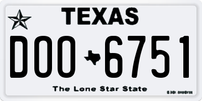 TX license plate DOO6751