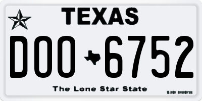 TX license plate DOO6752