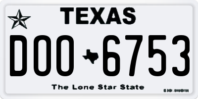 TX license plate DOO6753