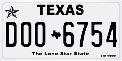 TX license plate DOO6754