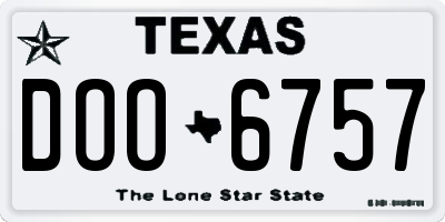 TX license plate DOO6757