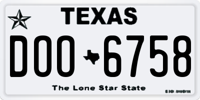 TX license plate DOO6758