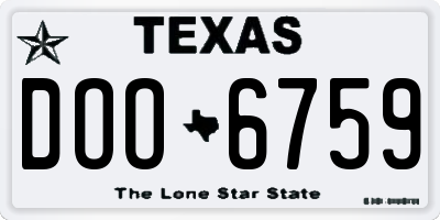 TX license plate DOO6759