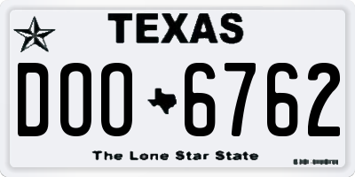 TX license plate DOO6762