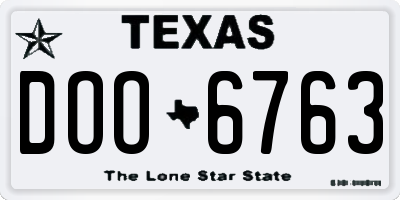 TX license plate DOO6763