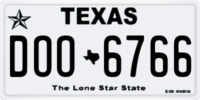 TX license plate DOO6766