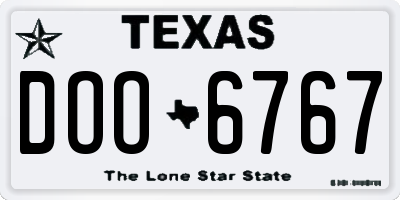 TX license plate DOO6767