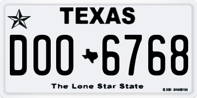 TX license plate DOO6768