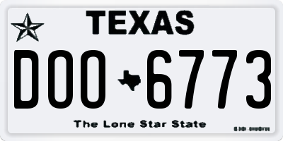 TX license plate DOO6773