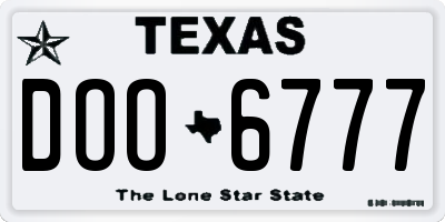 TX license plate DOO6777