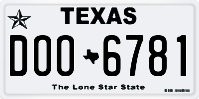 TX license plate DOO6781
