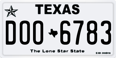 TX license plate DOO6783