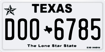 TX license plate DOO6785
