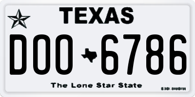 TX license plate DOO6786