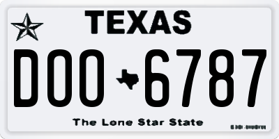 TX license plate DOO6787
