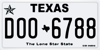 TX license plate DOO6788