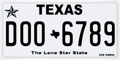 TX license plate DOO6789