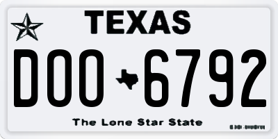 TX license plate DOO6792