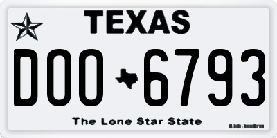 TX license plate DOO6793