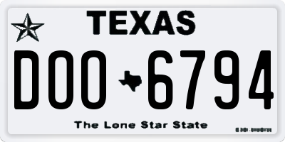TX license plate DOO6794