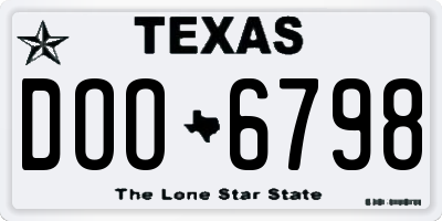 TX license plate DOO6798