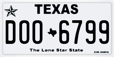 TX license plate DOO6799