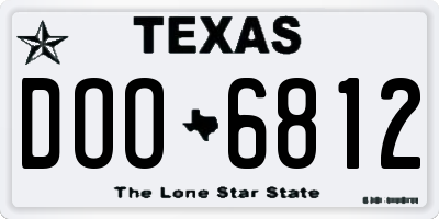 TX license plate DOO6812